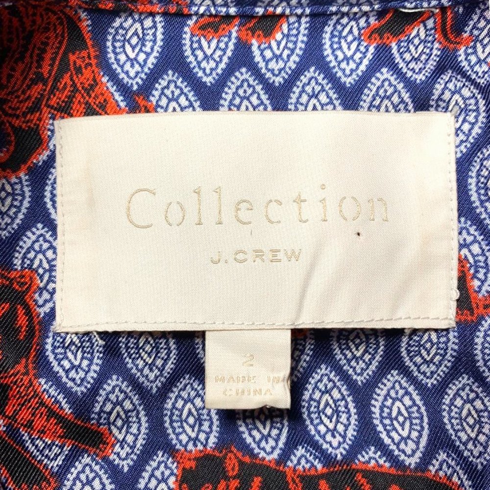 *SOLD* J. CREW COLLECTION BLUE ROAMING TIGER Silk Button Down Shirtdress - Picture 9 of 9